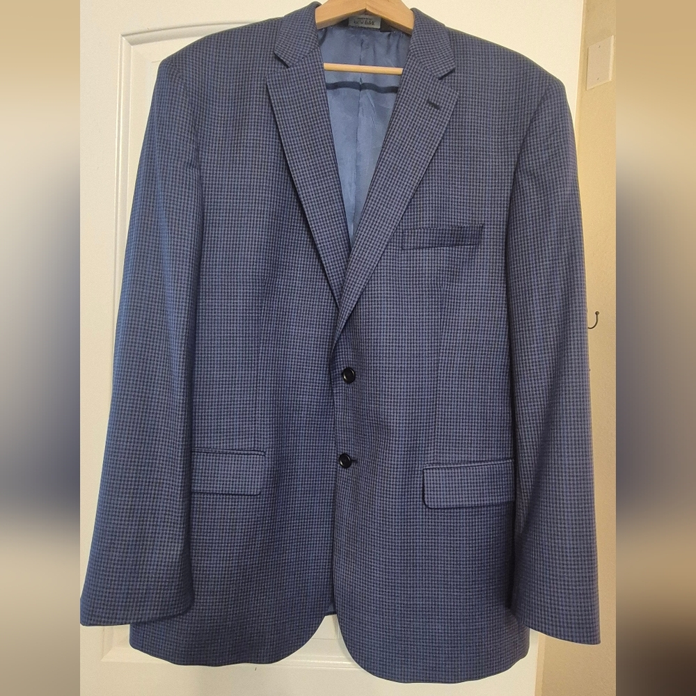 JOS A. BANK MEN'S SIGNATURE COLLECTION WOOL SPORT COAT BLUE CHECK 46L Orig $498